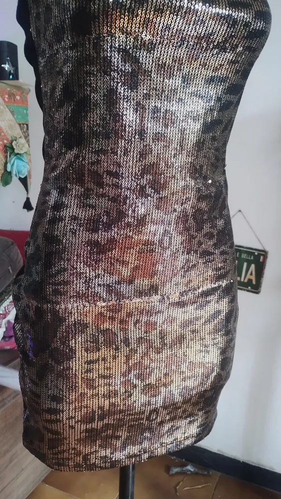 vestido paetê oncinha