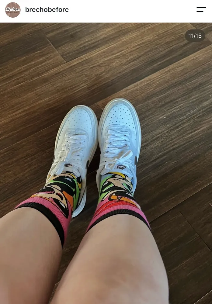 tênis nike court vision alta 37, branco com marrom