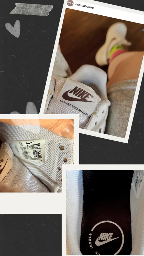 tênis nike court vision alta 37, branco com marrom