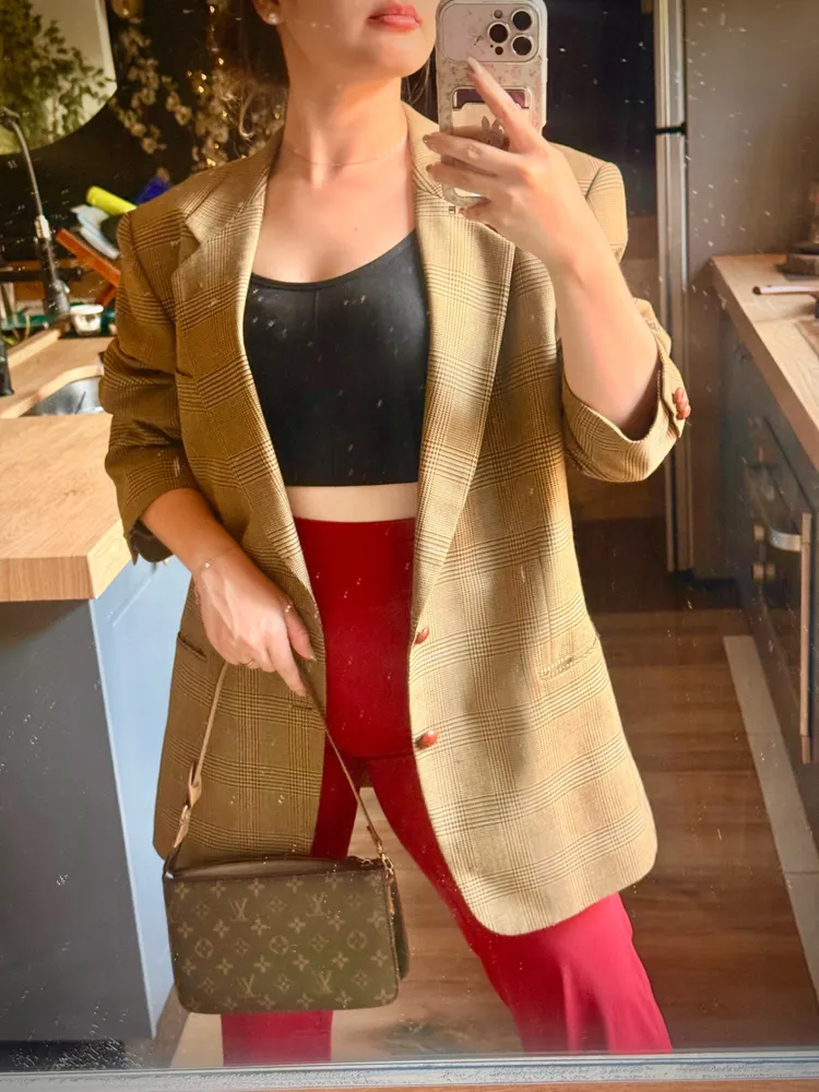 blazer alfaiataria xadrez unissex
