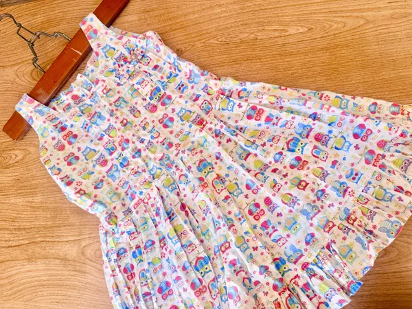 vestido infantil algodão estampa de corujinhas tamanho 10