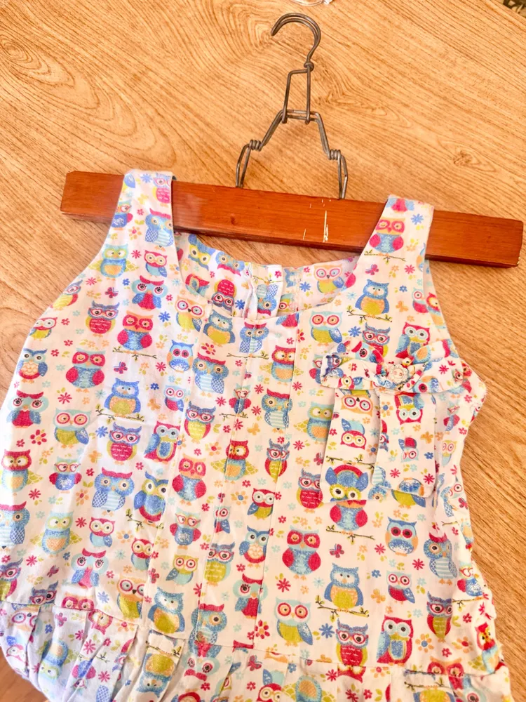 vestido infantil algodão estampa de corujinhas tamanho 10