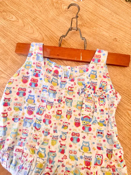 vestido infantil algodão estampa de corujinhas tamanho 10