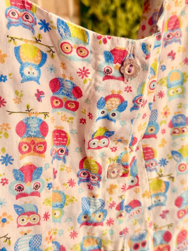 vestido infantil algodão estampa de corujinhas tamanho 10