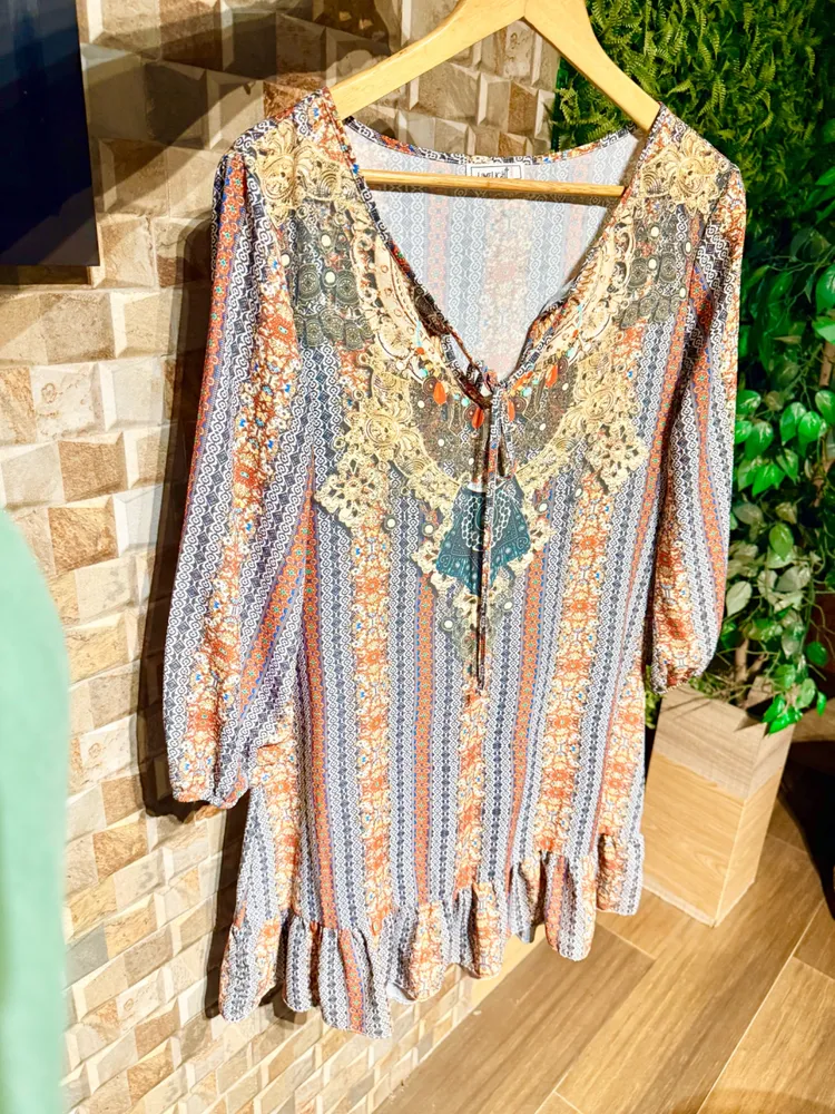 vestido limelight boho estampado m