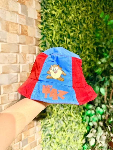 chapéu bucket infantil baby looney tunes taz vermelho azul p