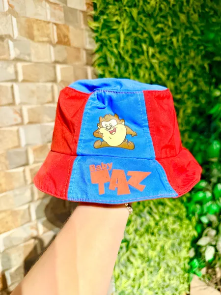 chapéu bucket infantil baby looney tunes taz vermelho azul p