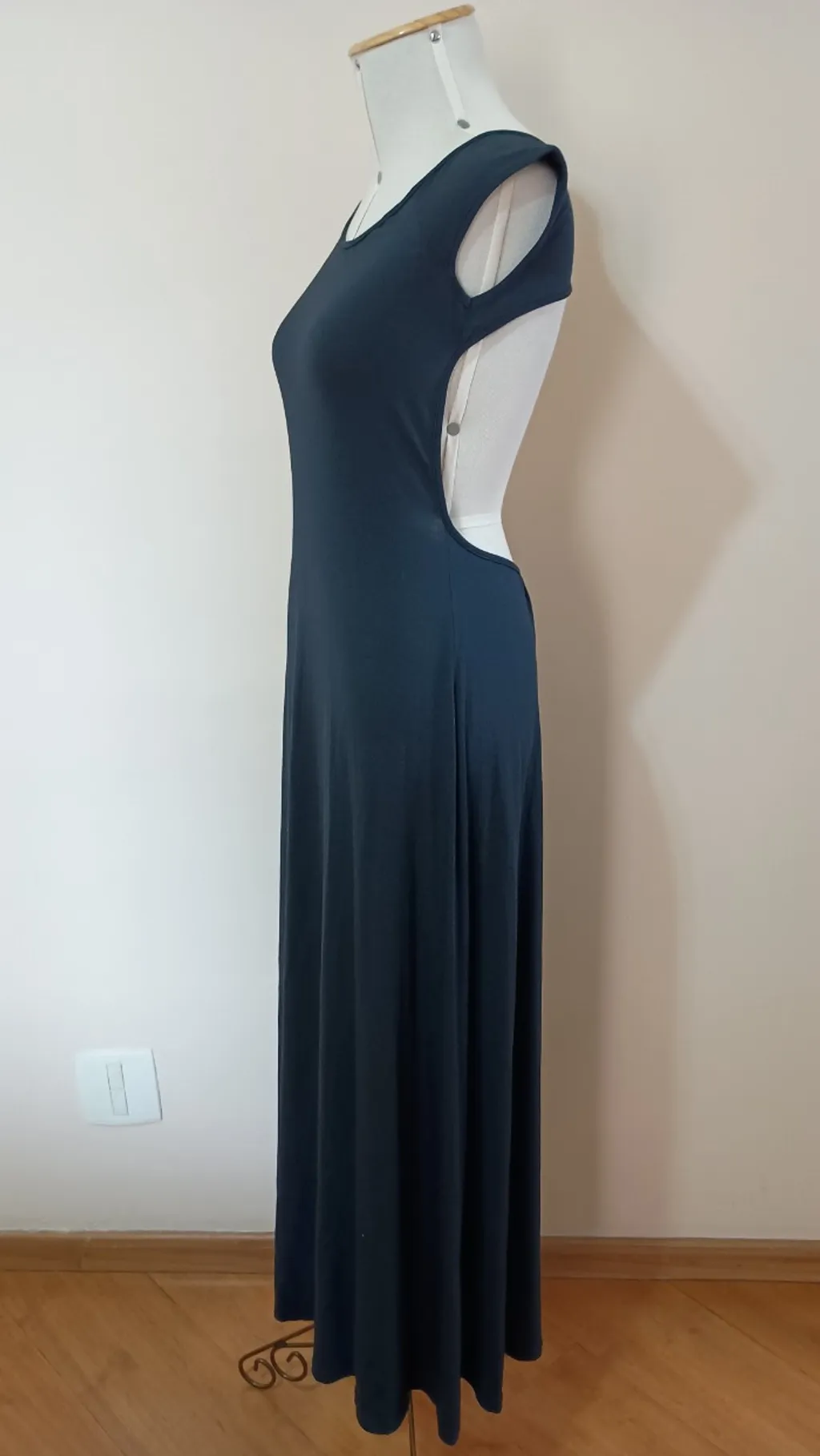 vestido preto longo Animale