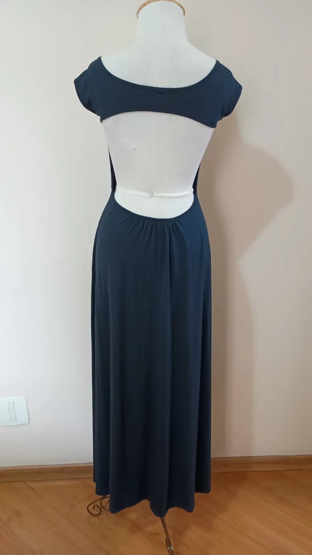 vestido preto longo Animale