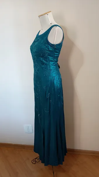vestido de festa verde bordado