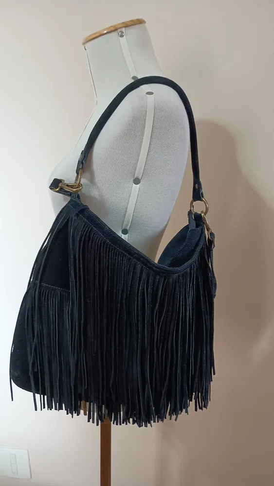 Bolsa preta em couro legítimo Corello