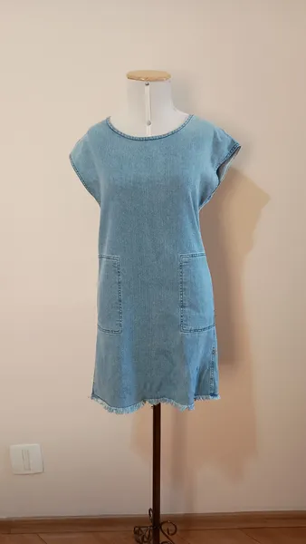 vestido jeans Rosa chá