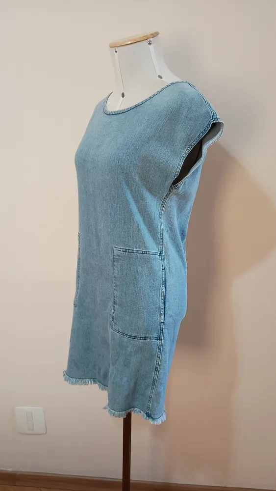 vestido jeans Rosa chá