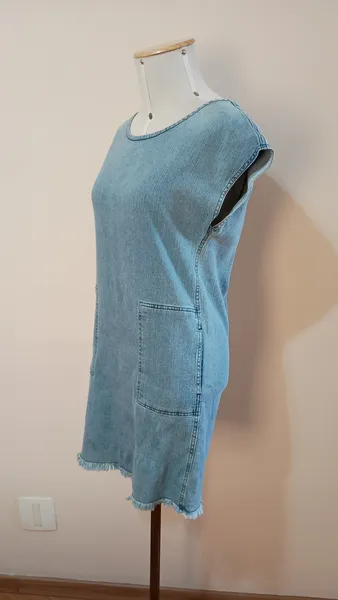 vestido jeans Rosa chá