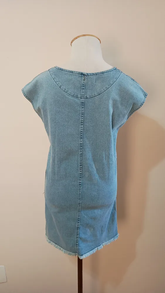 vestido jeans Rosa chá