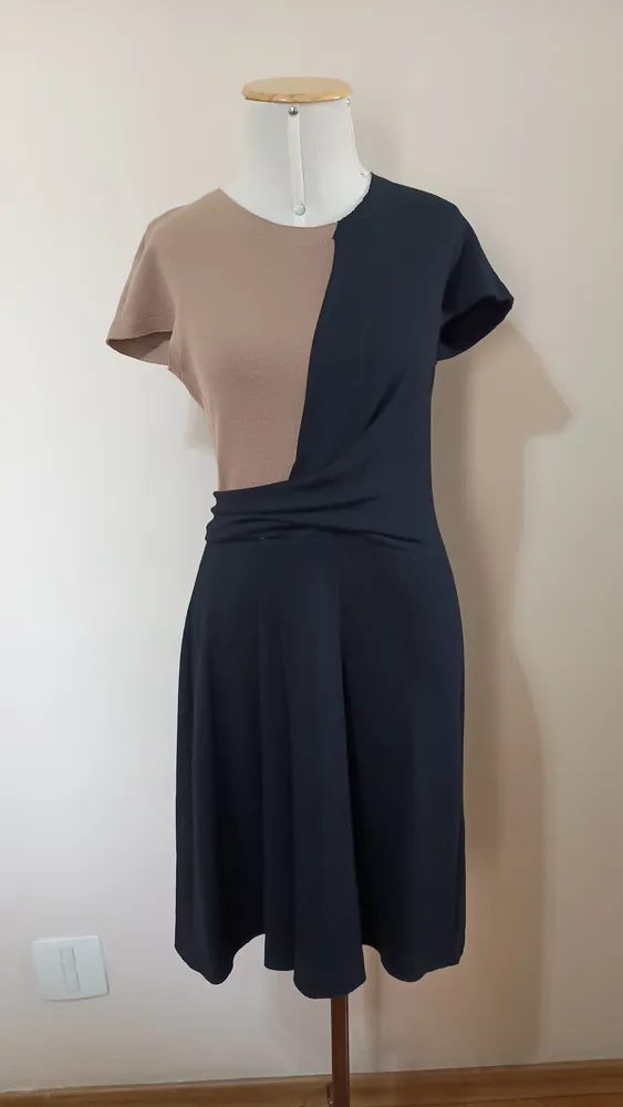 vestido midi bicolor Fit