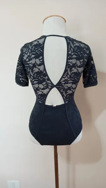 Body de renda preto Valisere