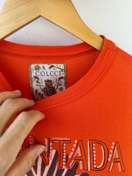 cropped colcci selva encantada laranja tam 38
