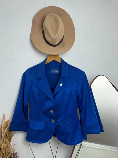 Blaser feminino via tolentino azul turquesa tam 36
