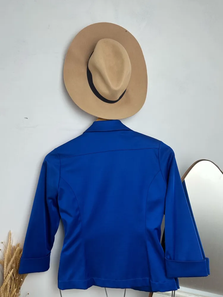 Blaser feminino via tolentino azul turquesa tam 36