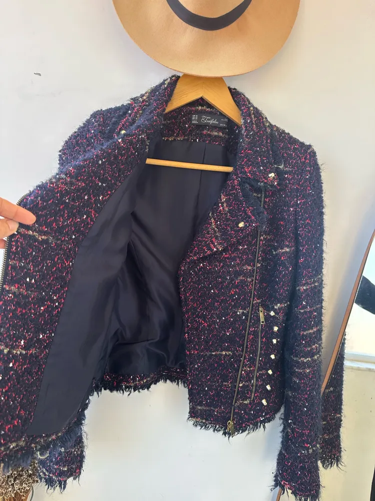 Blaser zara feminino de tweed tam p