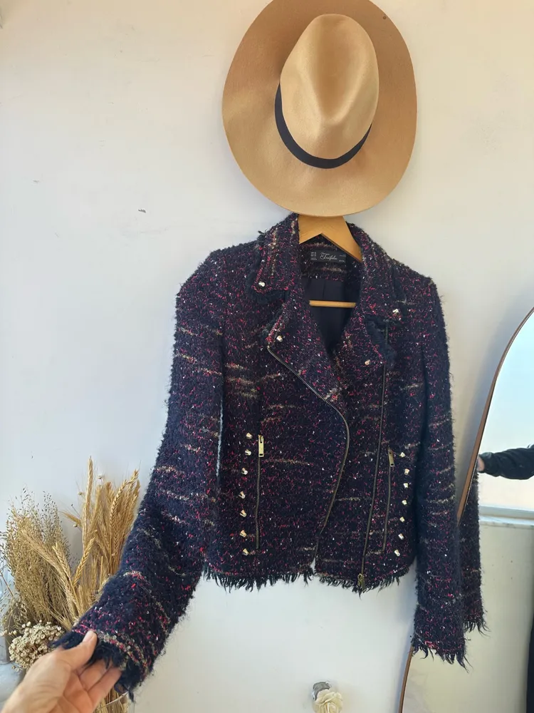 Blaser zara feminino de tweed tam p