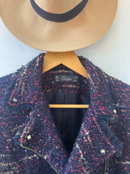 Blaser zara feminino de tweed tam p