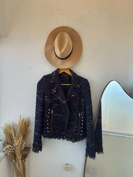 Blaser zara feminino de tweed tam p