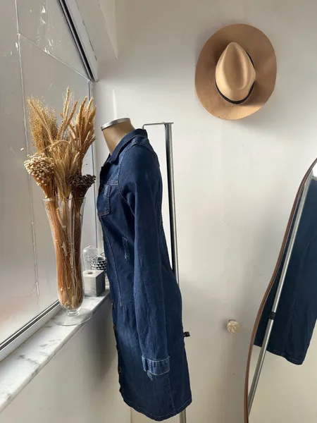 vestido jeans manga longa tam m