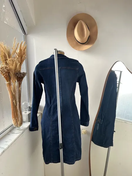 vestido jeans manga longa tam m