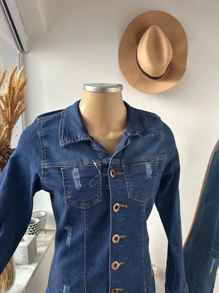 vestido jeans manga longa tam m