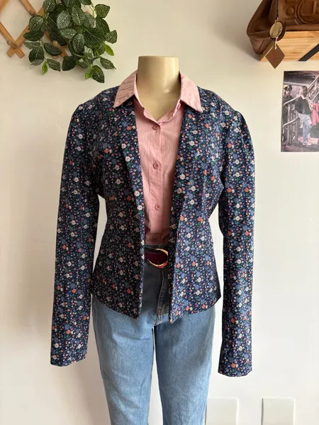 Blazer florido em algodão
