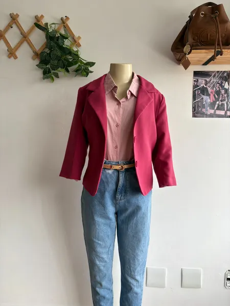 Blazer rosa manga 3/4