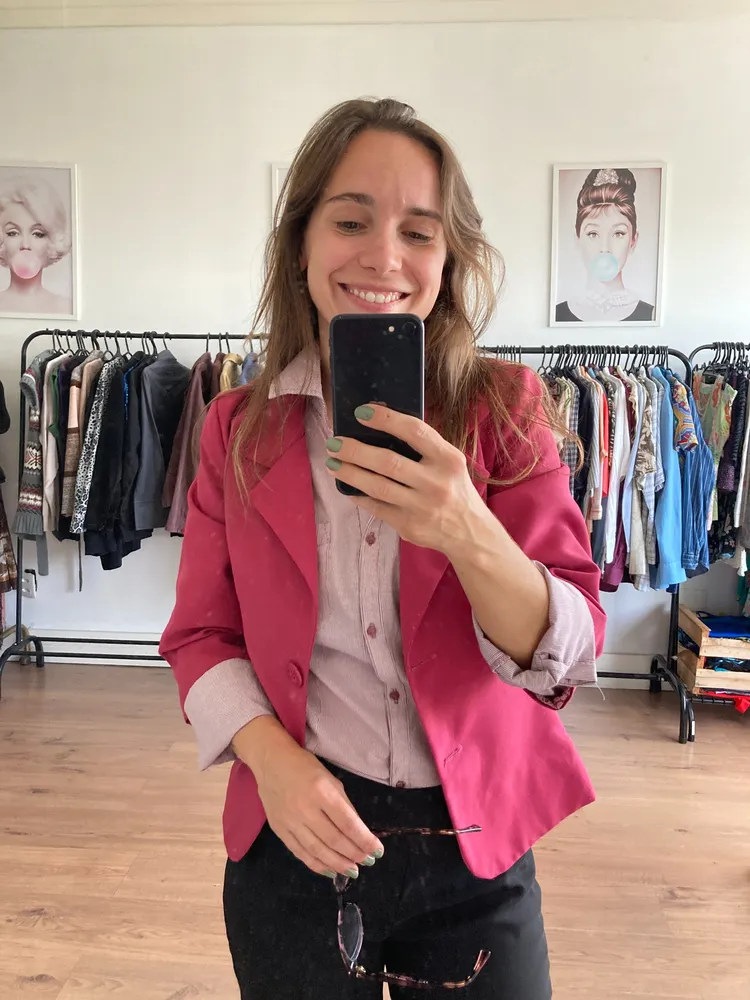 Blazer rosa manga 3/4