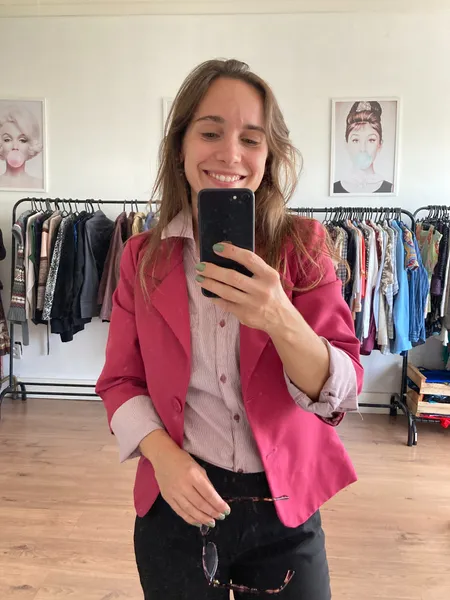 Blazer rosa manga 3/4