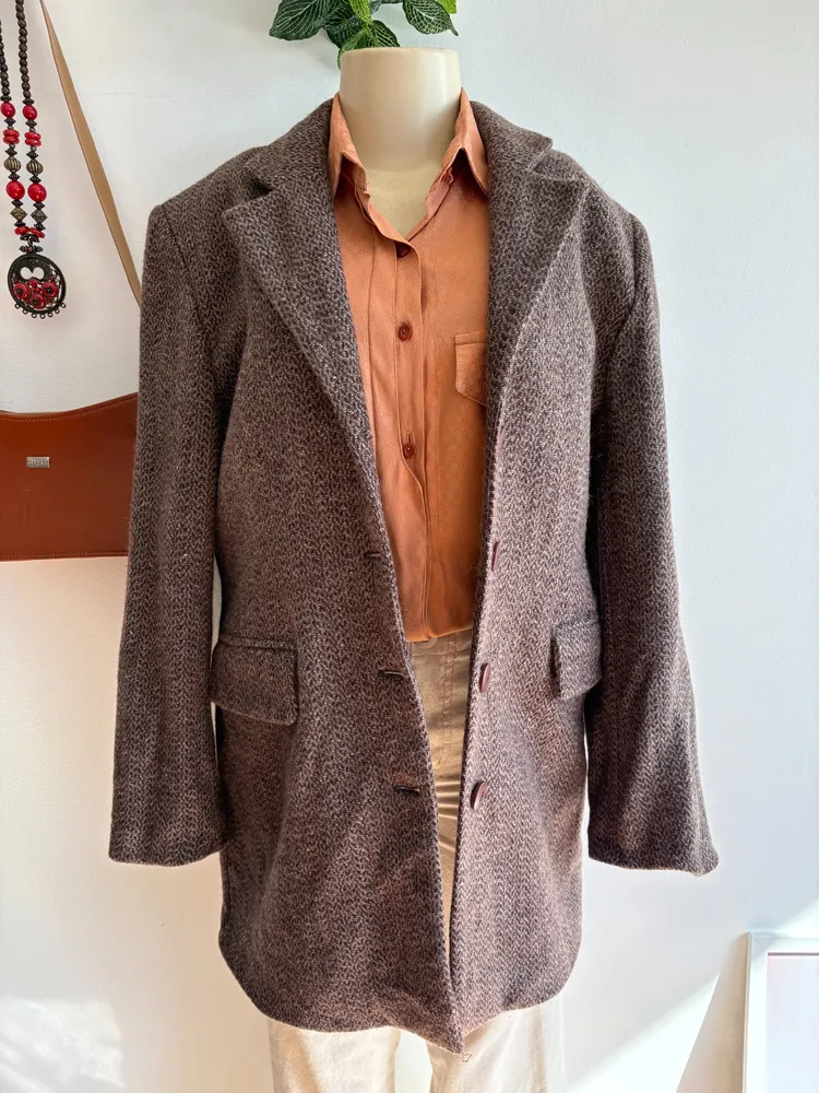Blazer marrom em lã