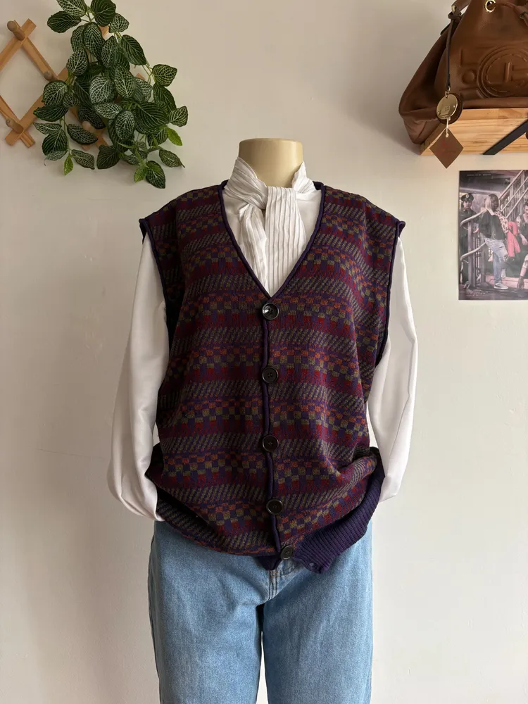 colete vintage em tricot