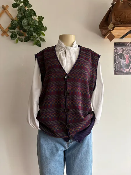 colete vintage em tricot