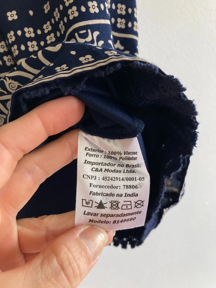 Saia azul em viscose