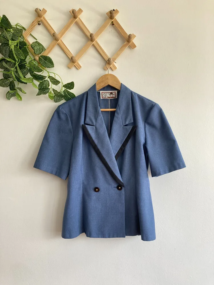 Blazer azul manga curta vintage