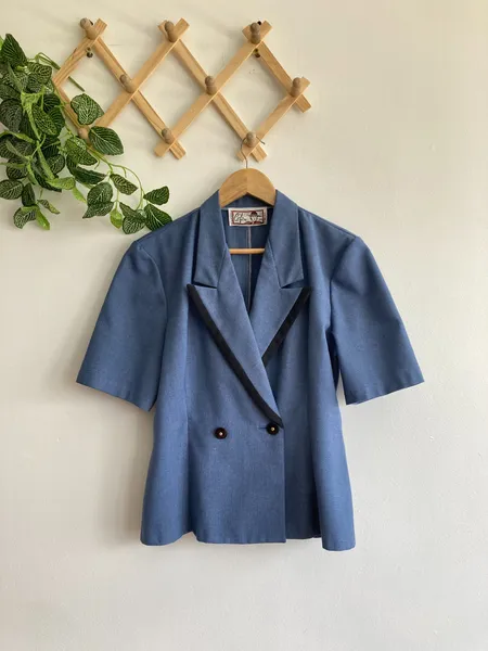 Blazer azul manga curta vintage