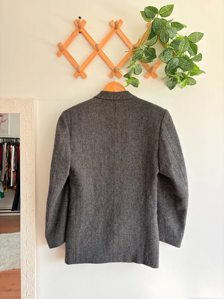 Blazer cinza vintage em lã
