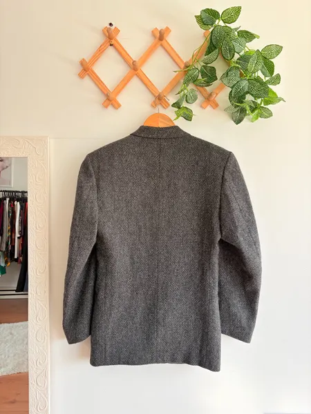 Blazer cinza vintage em lã