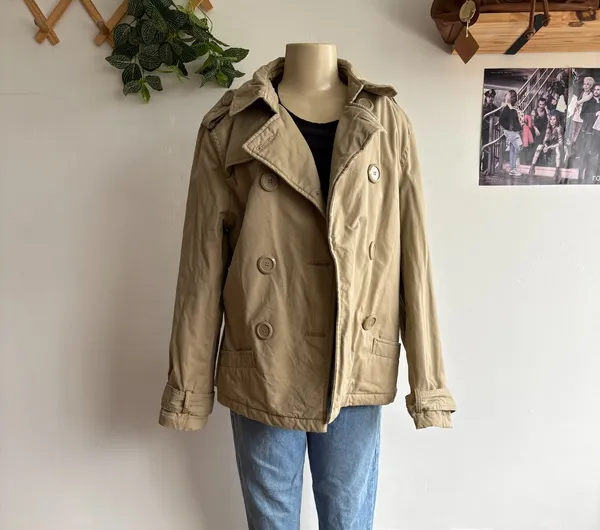 Jaqueta trench bege forrada