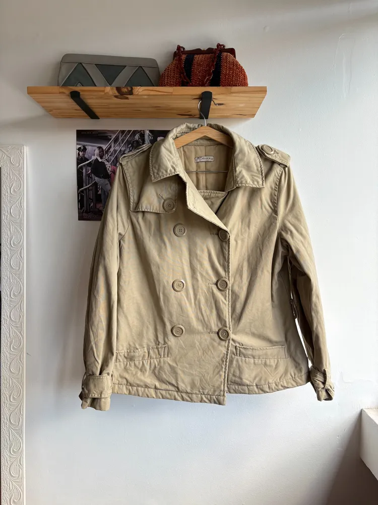 Jaqueta trench bege forrada