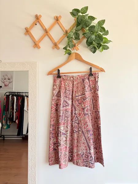 Saia rosa estampada vintage