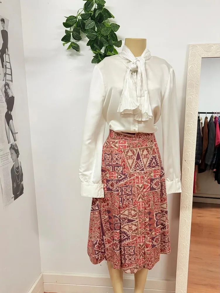 Saia rosa estampada vintage