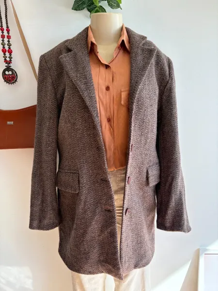 Blazer marrom em lã