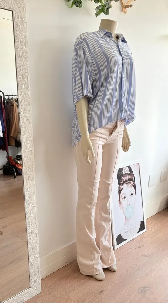Camisa listrada azul e branco