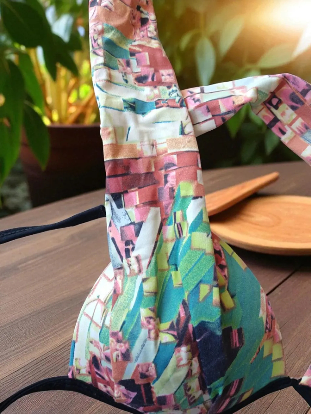 Top de biquíni estampa abstrata